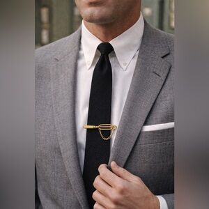 MCM Signed Swank Tie Bar With Dangling Chain